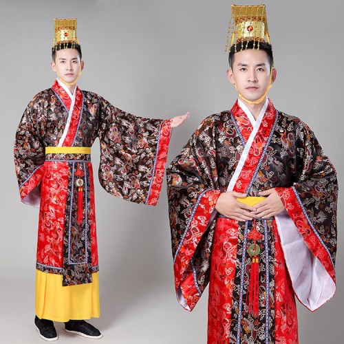 Chinese folk dance costumes Emperor for men's male ancient traditional dragon robes drama cosplay hanfu costumes  Tang Dynasty costumes